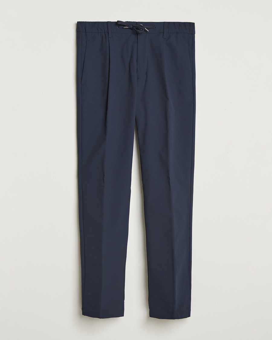 Homme | Pantalons | Herno | Pleated Technical Cotton Trousers Navy
