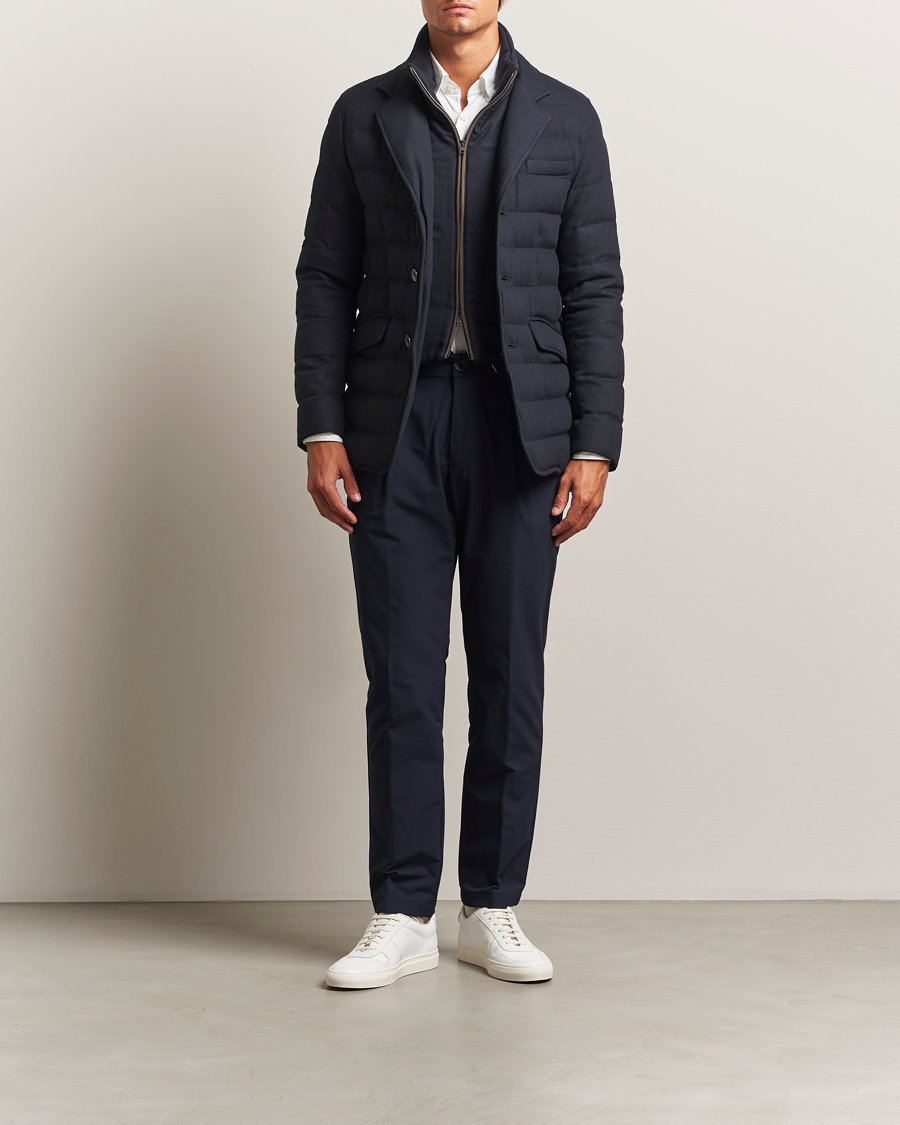 Homme | Pantalons | Herno | Pleated Technical Cotton Trousers Navy