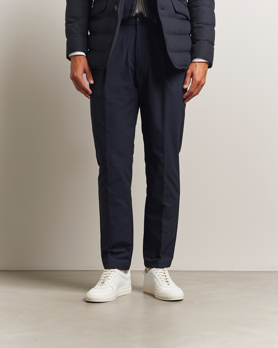Homme | Pantalons | Herno | Pleated Technical Cotton Trousers Navy