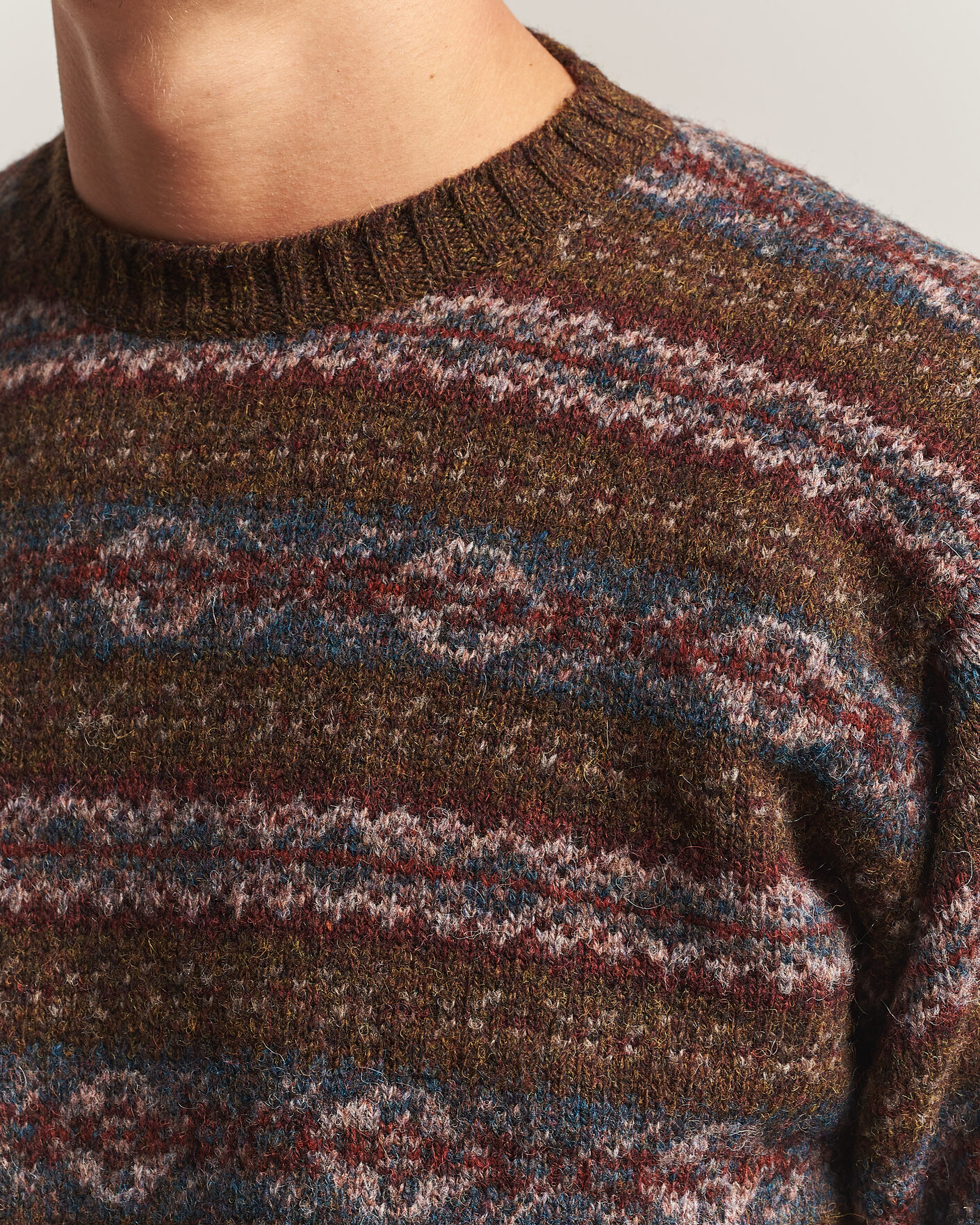 Homme | Pulls Et Tricots | Jamieson's of Shetland | Jamiesons Of Shetland All Over Fair Isle Pullover Crew Neck Moss Green