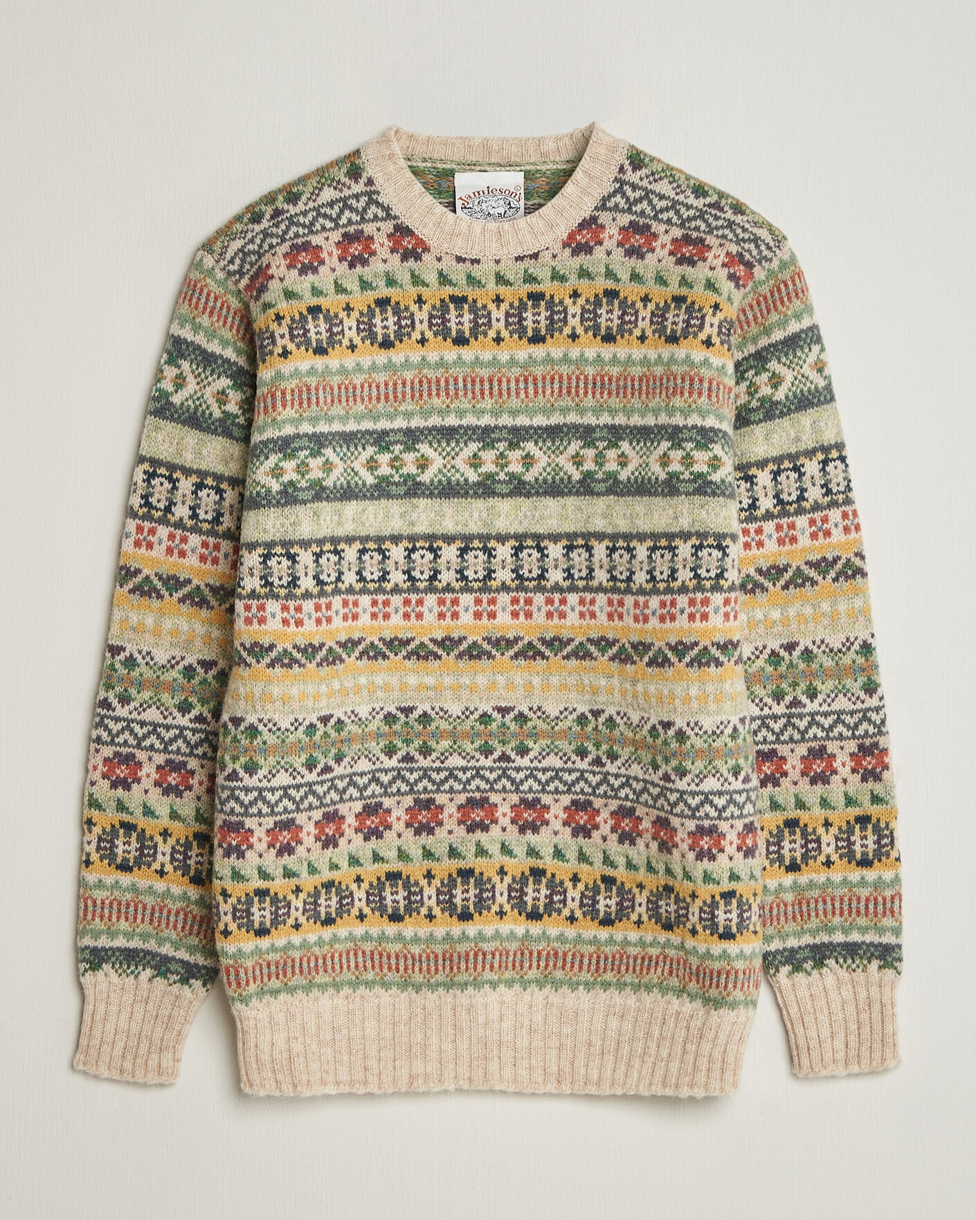 Homme | Pulls Et Tricots | Jamieson's of Shetland | Jamiesons Of Shetland All Over Fair Isle Pullover Crew Neck Beige