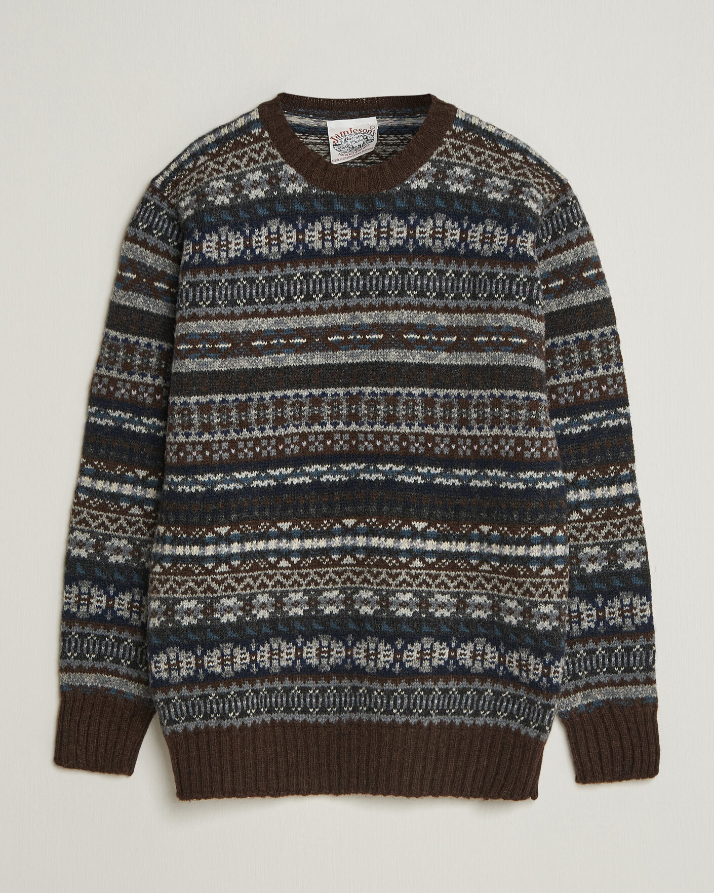 Homme | Pulls Et Tricots | Jamieson's of Shetland | Jamiesons Of Shetland All Over Fair Isle Pullover Crew Neck Brown
