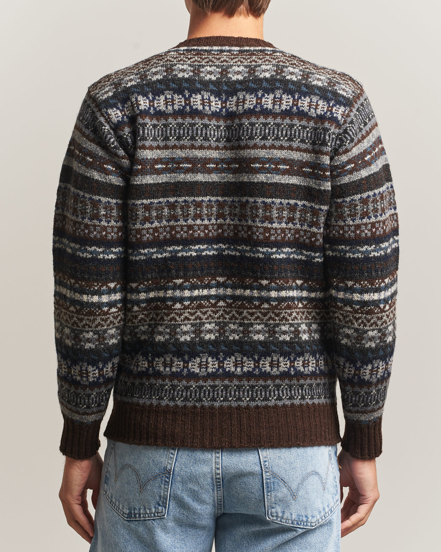 Homme | Pulls Et Tricots | Jamieson's of Shetland | Jamiesons Of Shetland All Over Fair Isle Pullover Crew Neck Brown