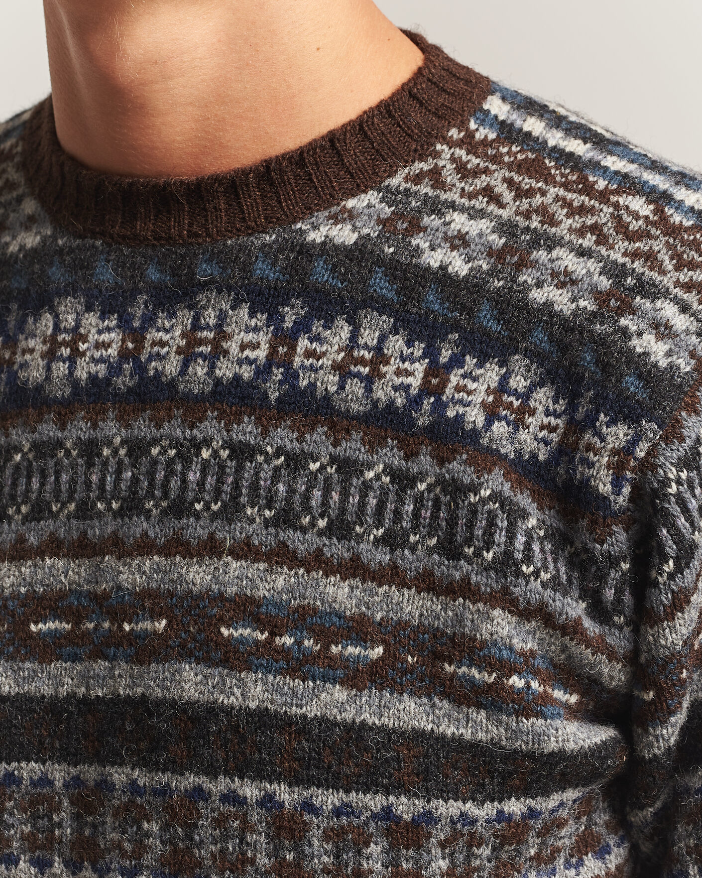 Homme | Pulls Et Tricots | Jamieson's of Shetland | Jamiesons Of Shetland All Over Fair Isle Pullover Crew Neck Brown