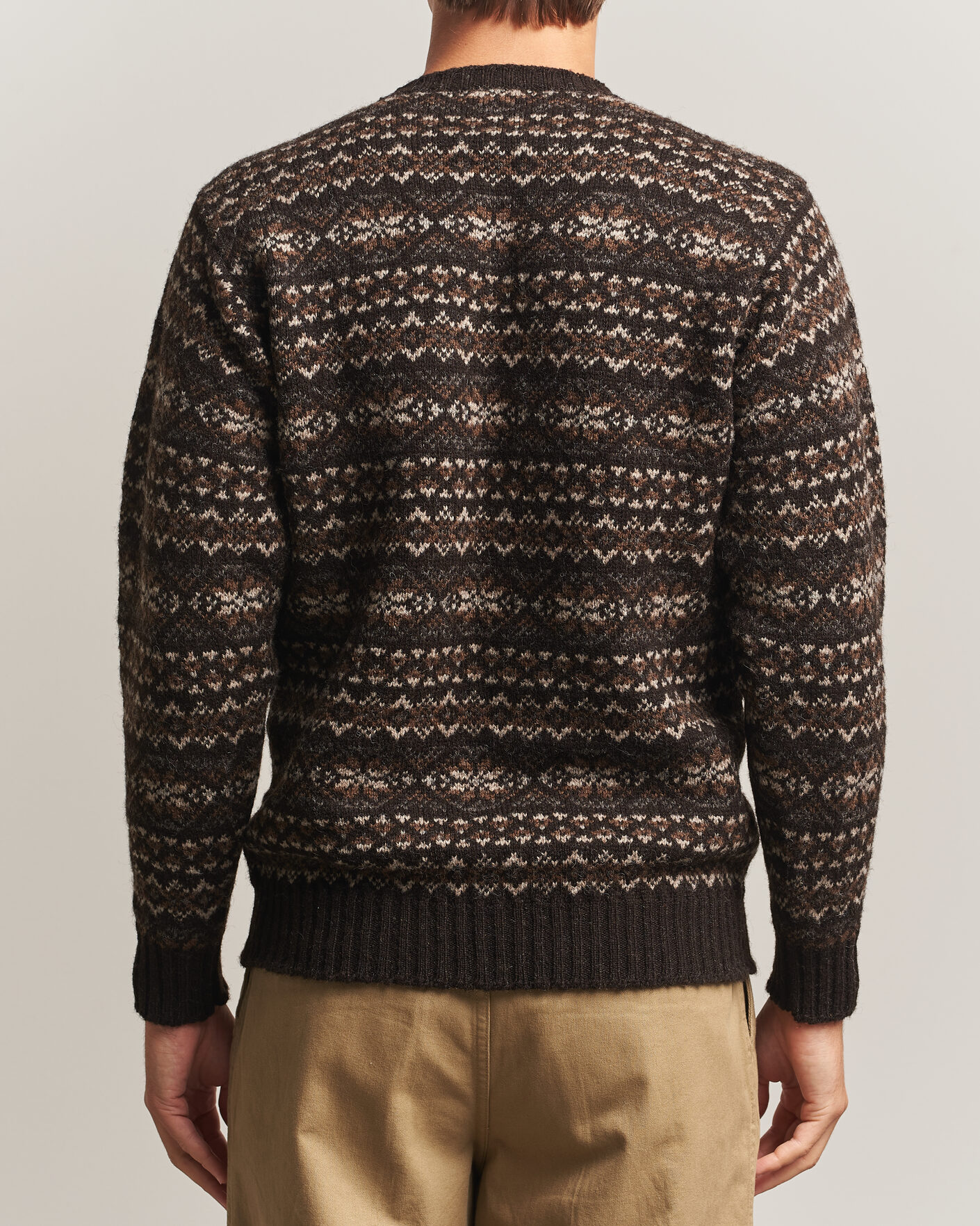 Homme | Pulls Et Tricots | Jamieson's of Shetland | Jamiesons Of Shetland All Over Fair Isle Pullover Crew Neck Dark Brown