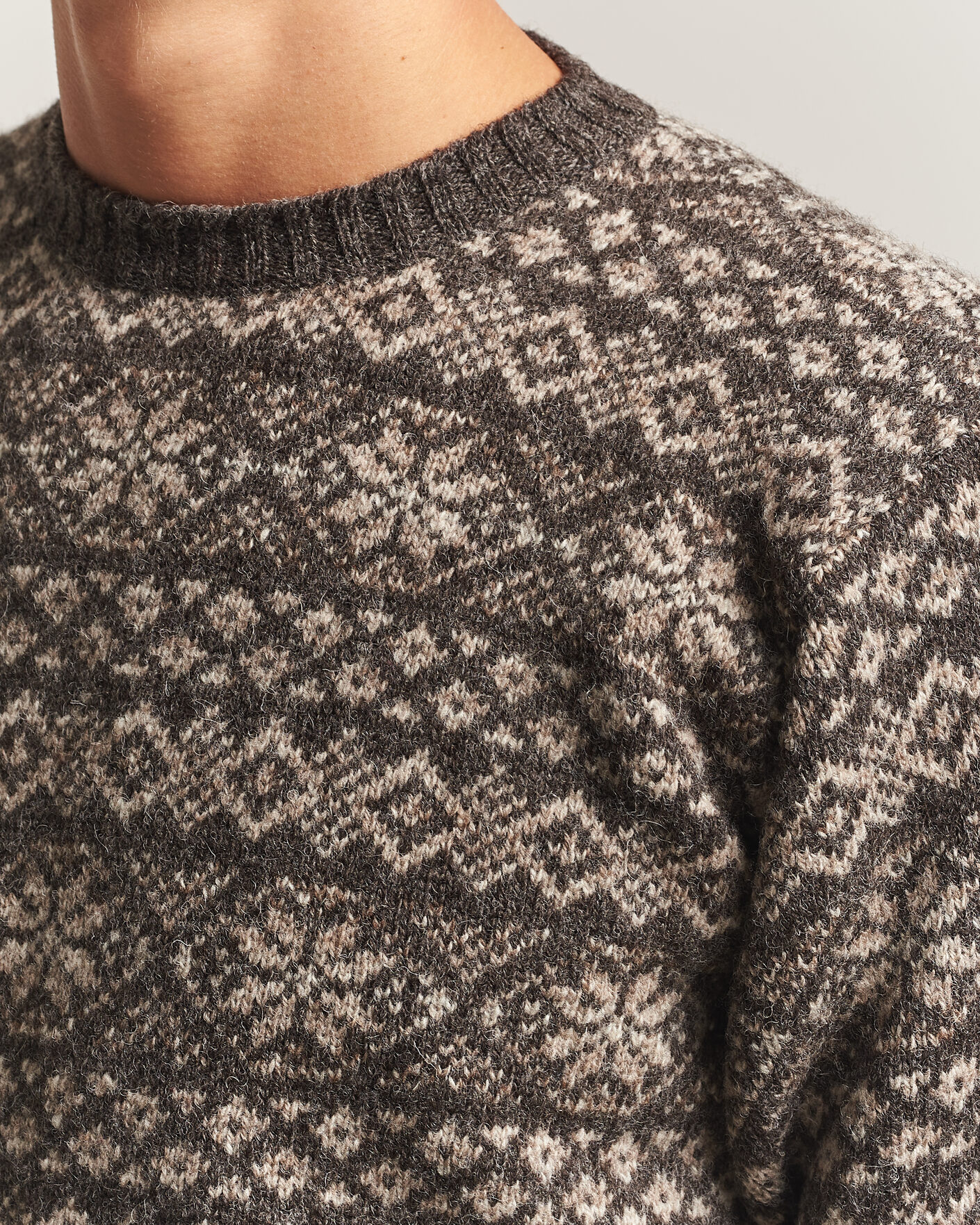 Homme | Pulls Et Tricots | Jamieson's of Shetland | Jamiesons Of Shetland All Over Fair Isle Pullover Crew Neck Grey