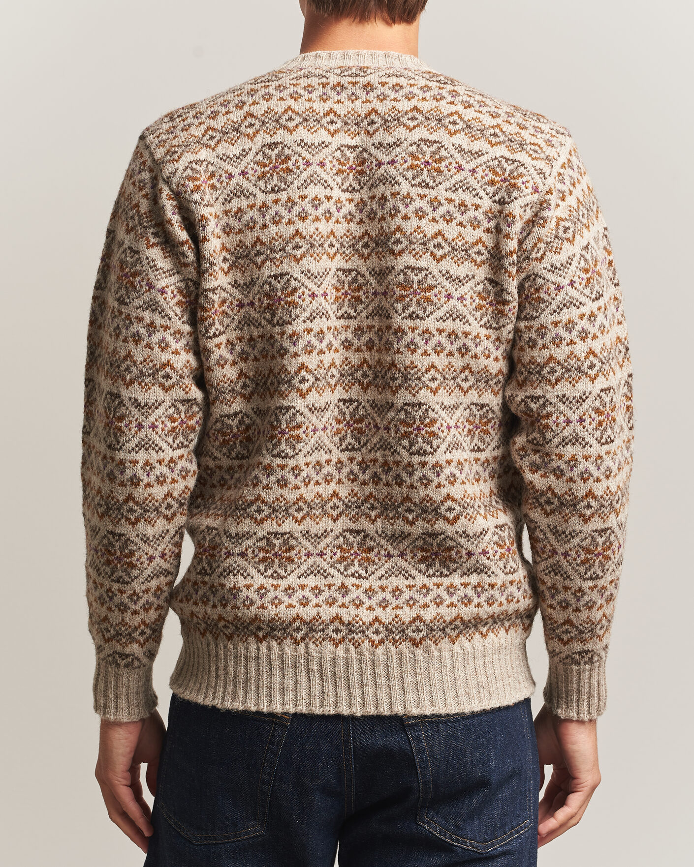 Homme | Pulls Et Tricots | Jamieson's of Shetland | Jamiesons Of Shetland All Over Fair Isle Pullover Crew Neck Natural