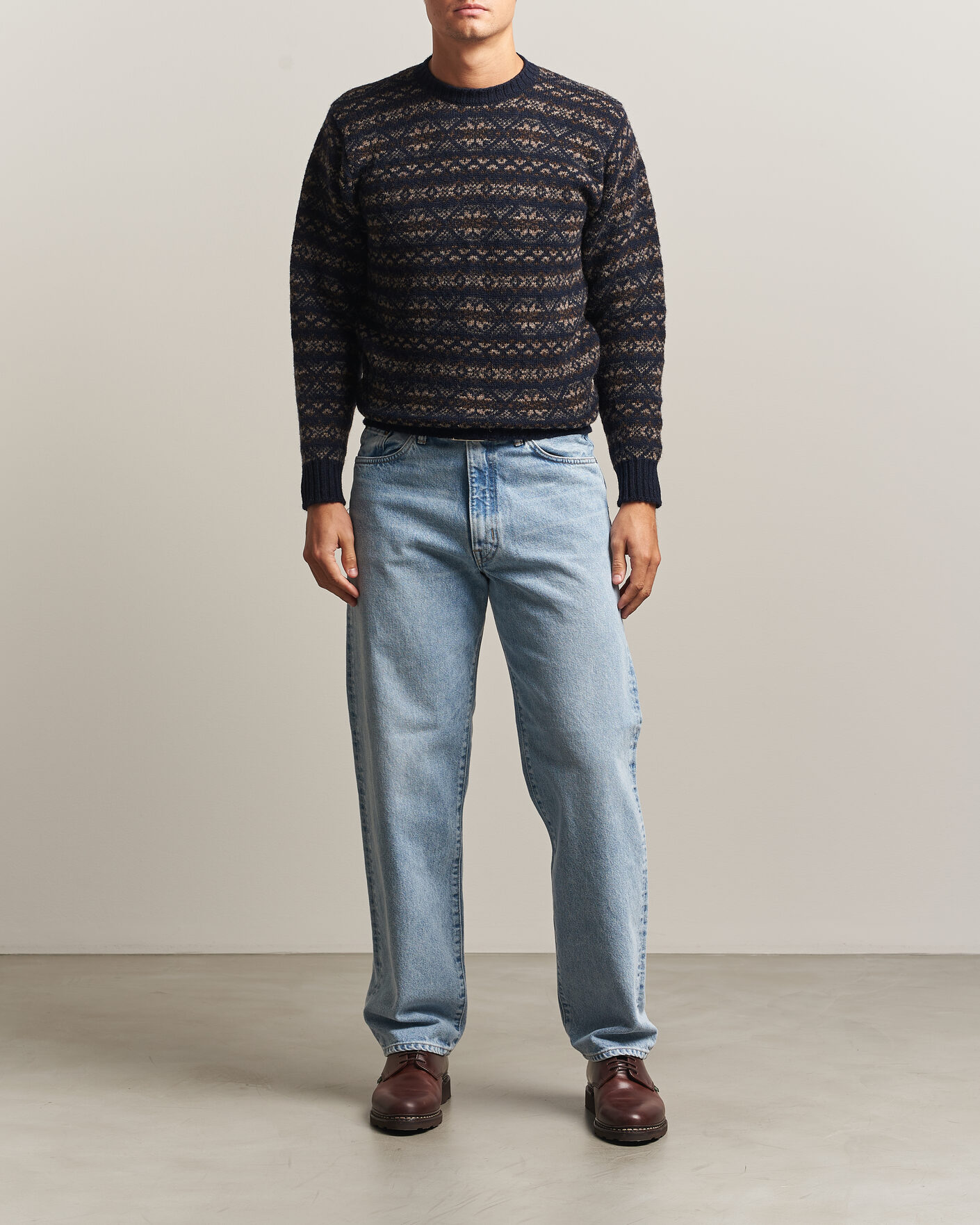 Homme | Pulls Et Tricots | Jamieson's of Shetland | Jamiesons Of Shetland All Over Fair Isle Pullover Crew Neck Navy
