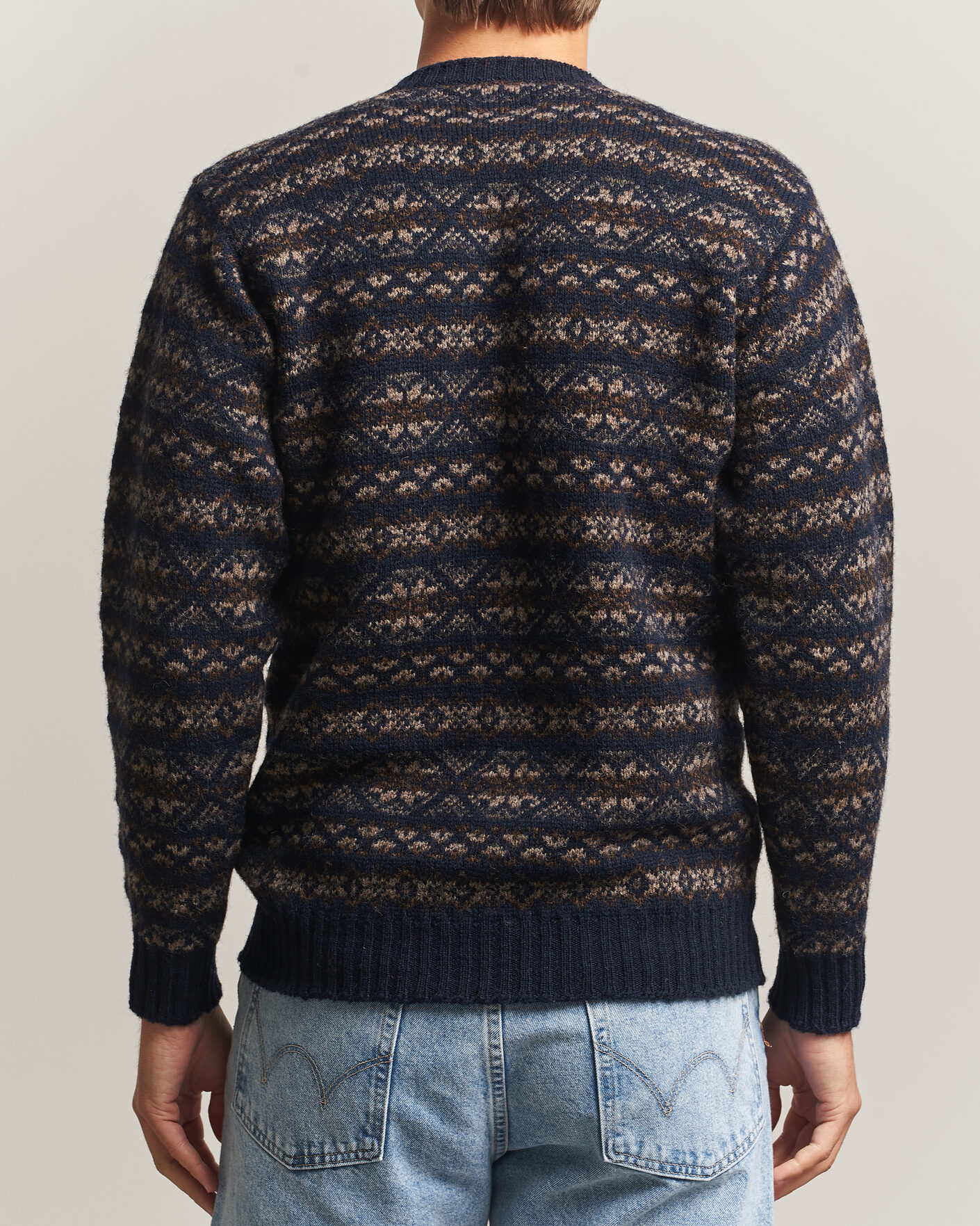 Homme | Pulls Et Tricots | Jamieson's of Shetland | Jamiesons Of Shetland All Over Fair Isle Pullover Crew Neck Navy