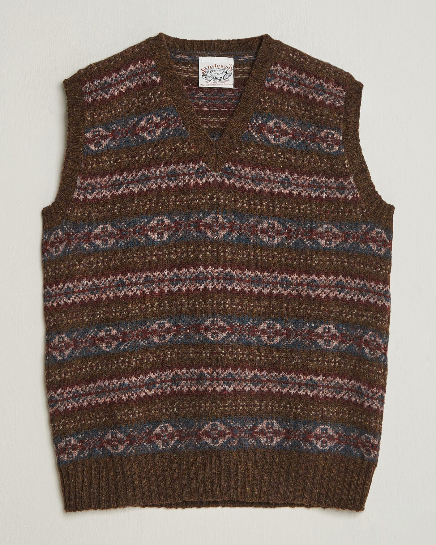 Homme | Pulls Et Tricots | Jamieson's of Shetland | Jamiesons Of Shetland All Over Fair Isle Slipover Moss Green