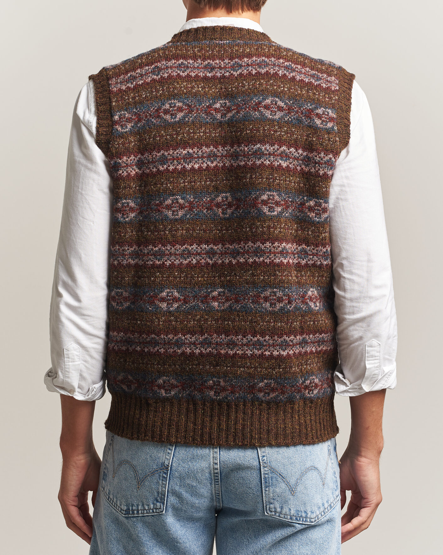 Homme | Pulls Et Tricots | Jamieson's of Shetland | Jamiesons Of Shetland All Over Fair Isle Slipover Moss Green