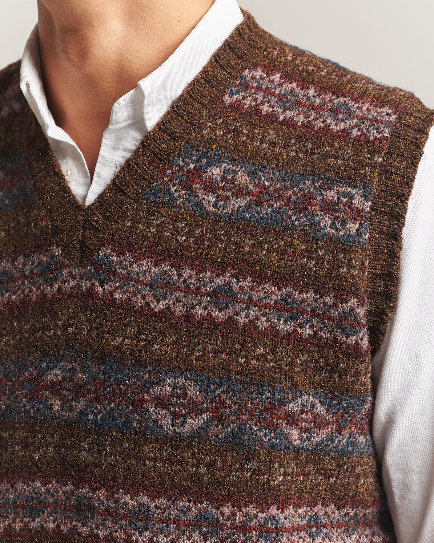 Homme | Pulls Et Tricots | Jamieson's of Shetland | Jamiesons Of Shetland All Over Fair Isle Slipover Moss Green