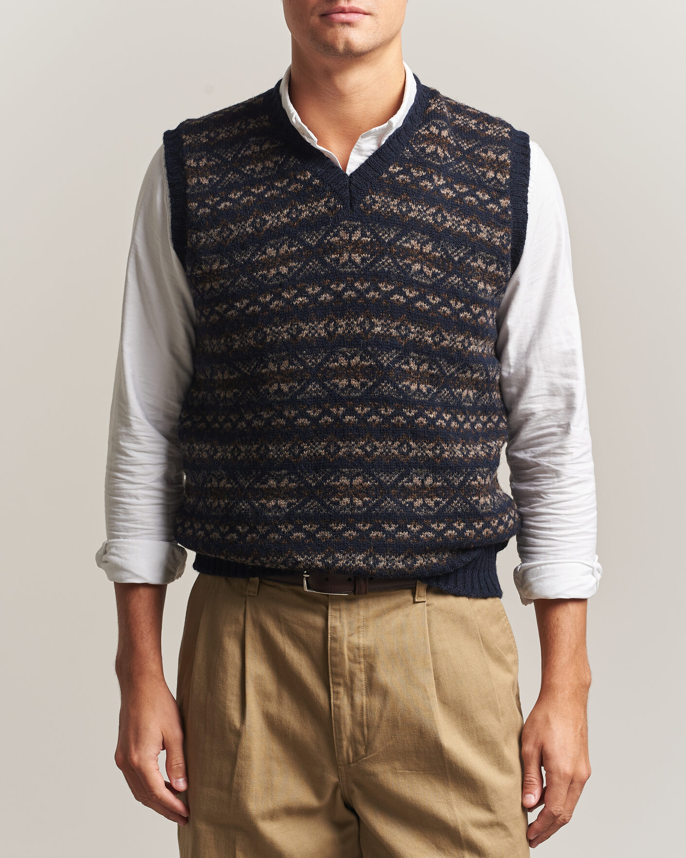 Homme | Pulls Et Tricots | Jamieson's of Shetland | Jamiesons Of Shetland All Over Fair Isle Slipover Navy