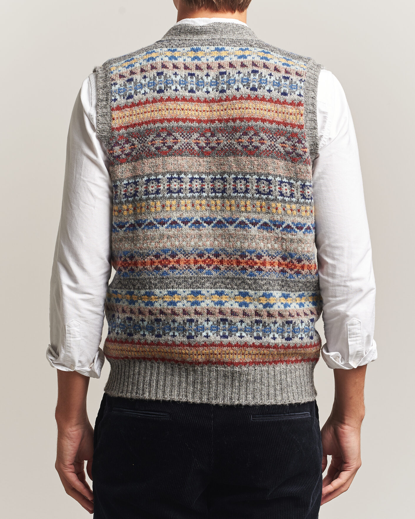 Homme | Pulls Et Tricots | Jamieson's of Shetland | Jamiesons Of Shetland All Over Fair Isle Waistcoat Grey