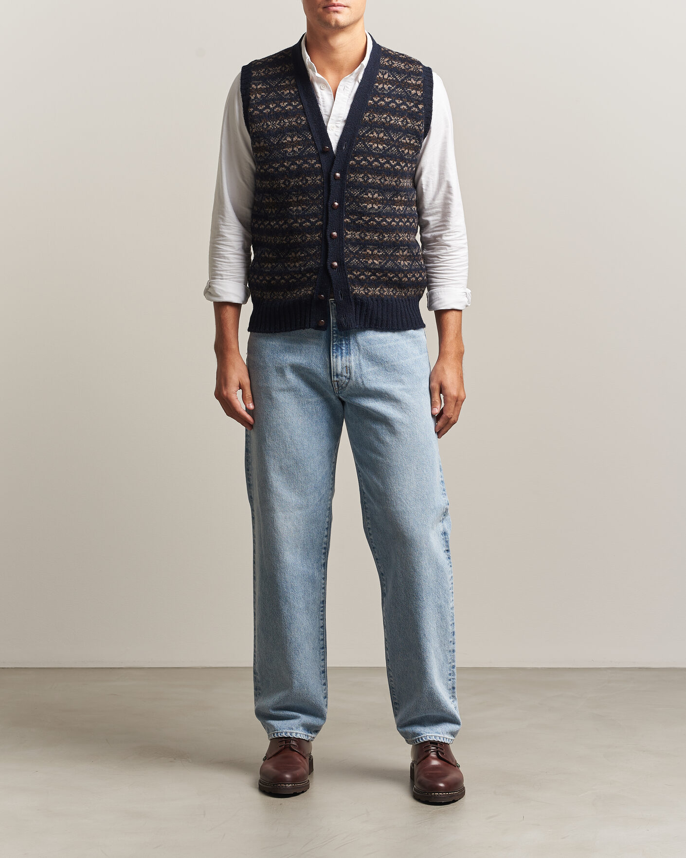 Homme | Pulls Et Tricots | Jamieson's of Shetland | Jamiesons Of Shetland All Over Fair Isle Waistcoat Navy