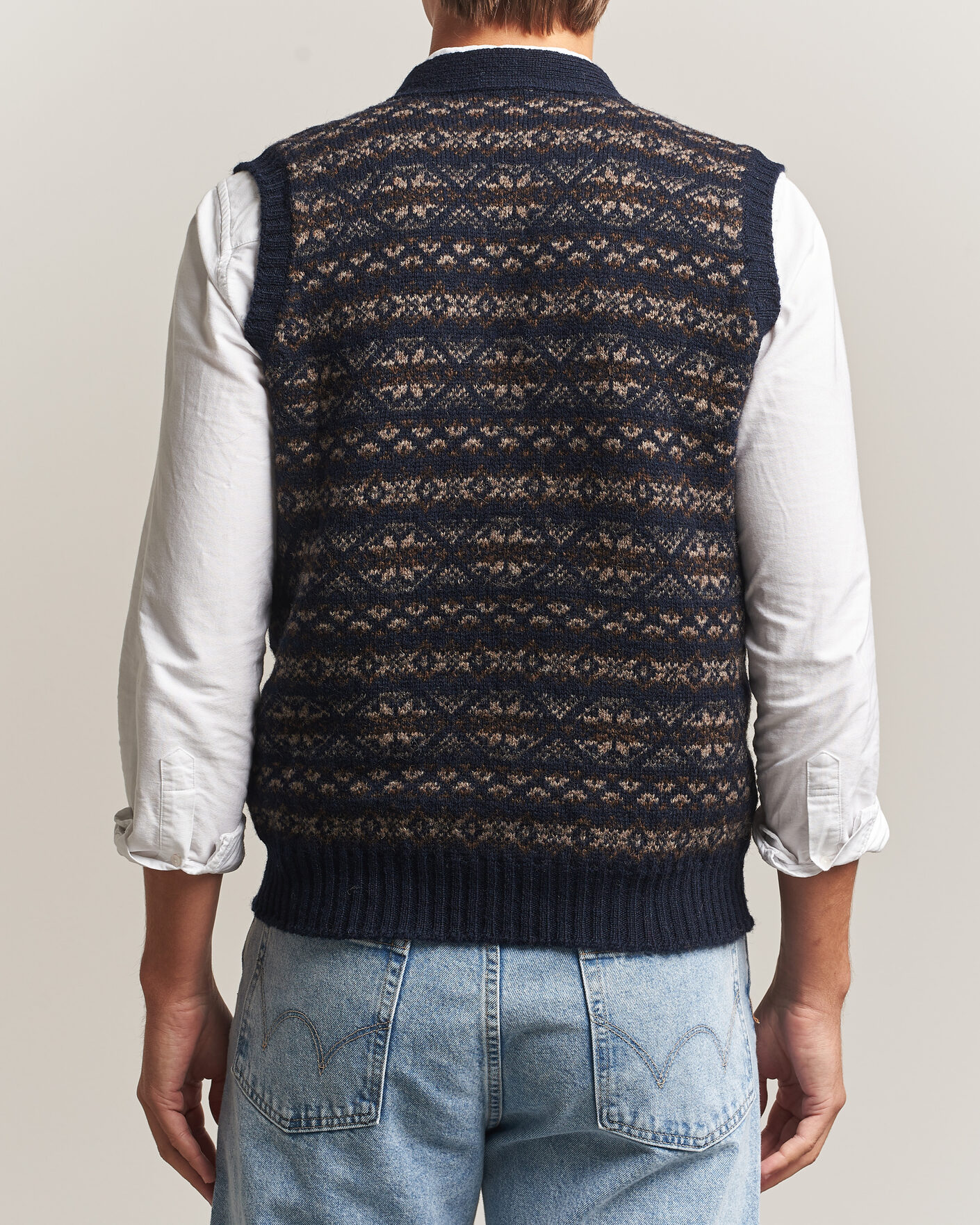 Homme | Pulls Et Tricots | Jamieson's of Shetland | Jamiesons Of Shetland All Over Fair Isle Waistcoat Navy
