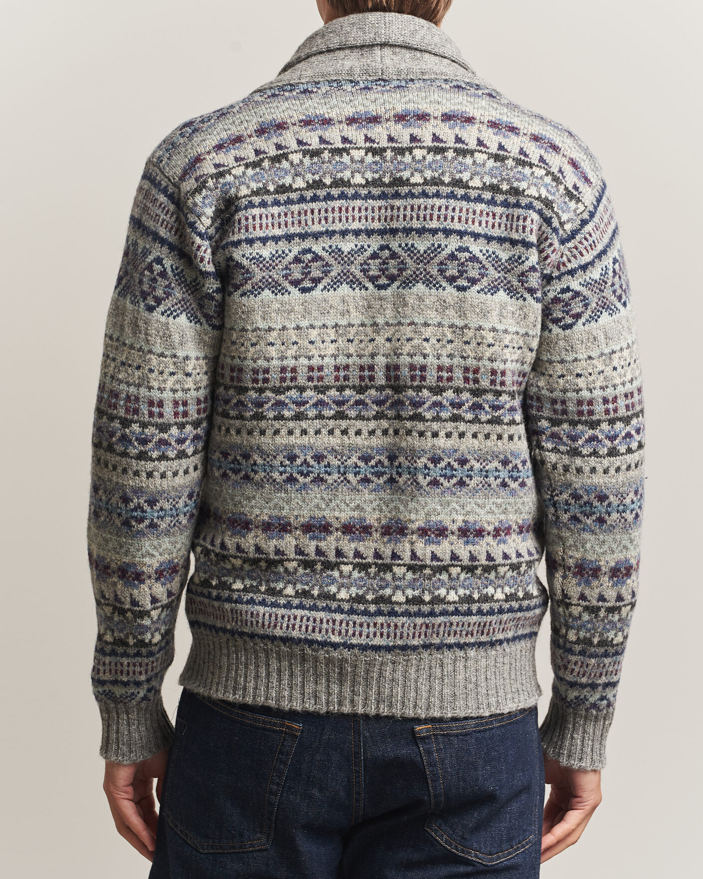 Homme | Pulls Et Tricots | Jamieson's of Shetland | Jamiesons Of Shetland All Over Fair Isle Shawl Collar Cardigan Grey