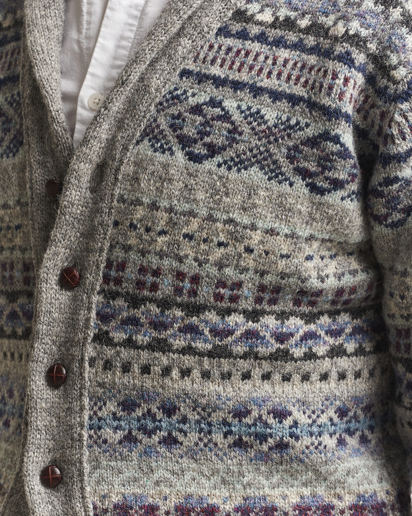 Homme | Pulls Et Tricots | Jamieson's of Shetland | Jamiesons Of Shetland All Over Fair Isle Shawl Collar Cardigan Grey