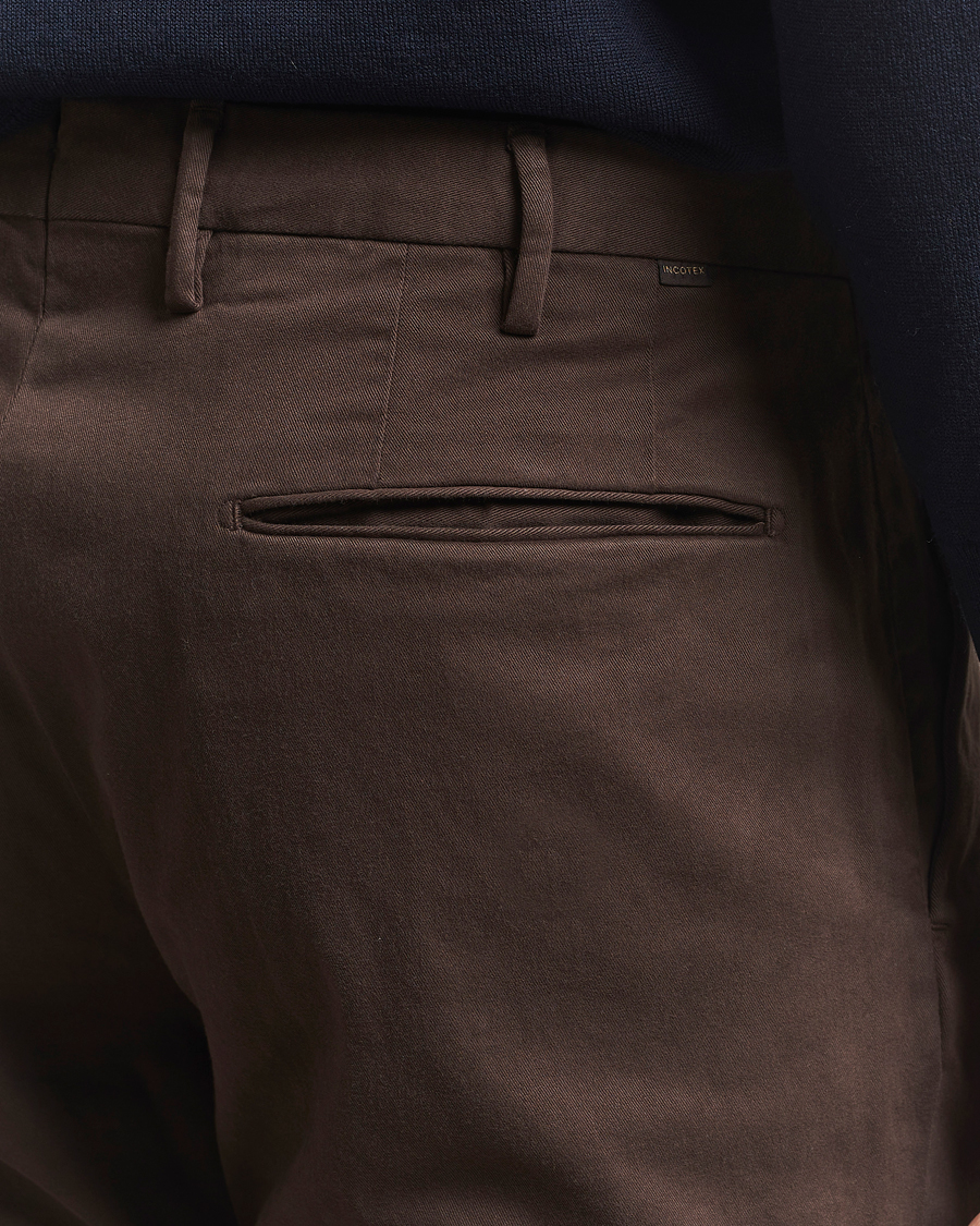 Homme | Pantalons | Incotex | Slim Fit Cotton Stretch Chinos Dark Brown