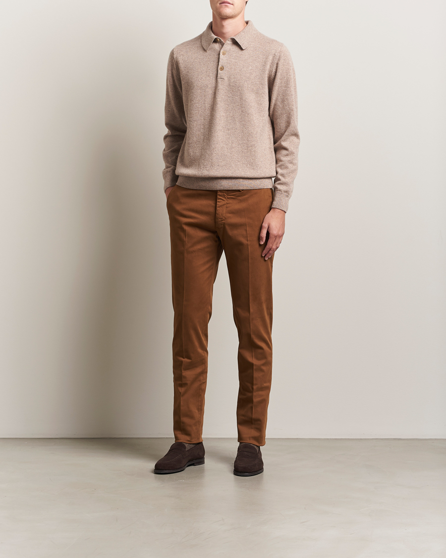 Homme | Pantalons | Incotex | Slim Fit Cotton Stretch Chinos Brown