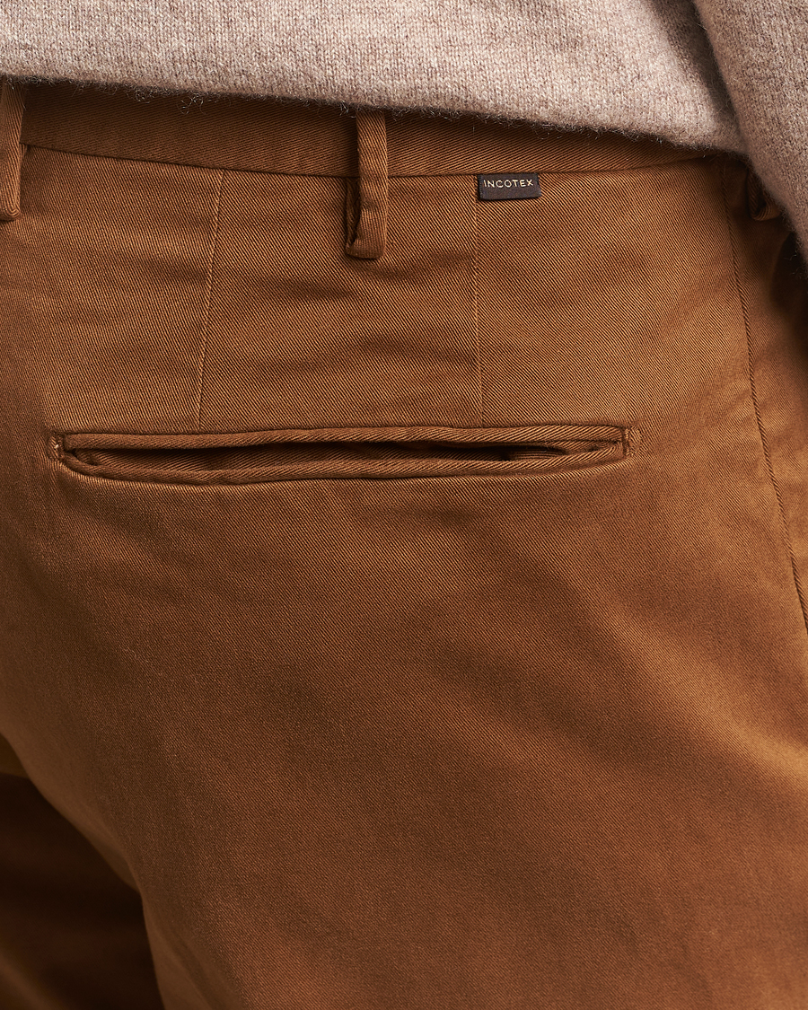 Homme | Pantalons | Incotex | Slim Fit Cotton Stretch Chinos Brown