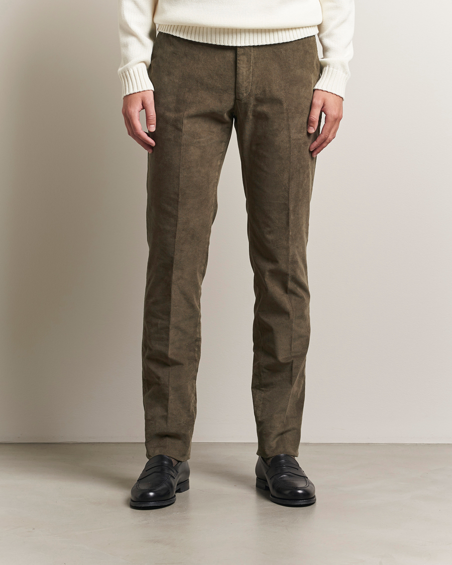 Homme | Pantalons | Incotex | Slim Fit Baby Corduroy Trousers Taupe