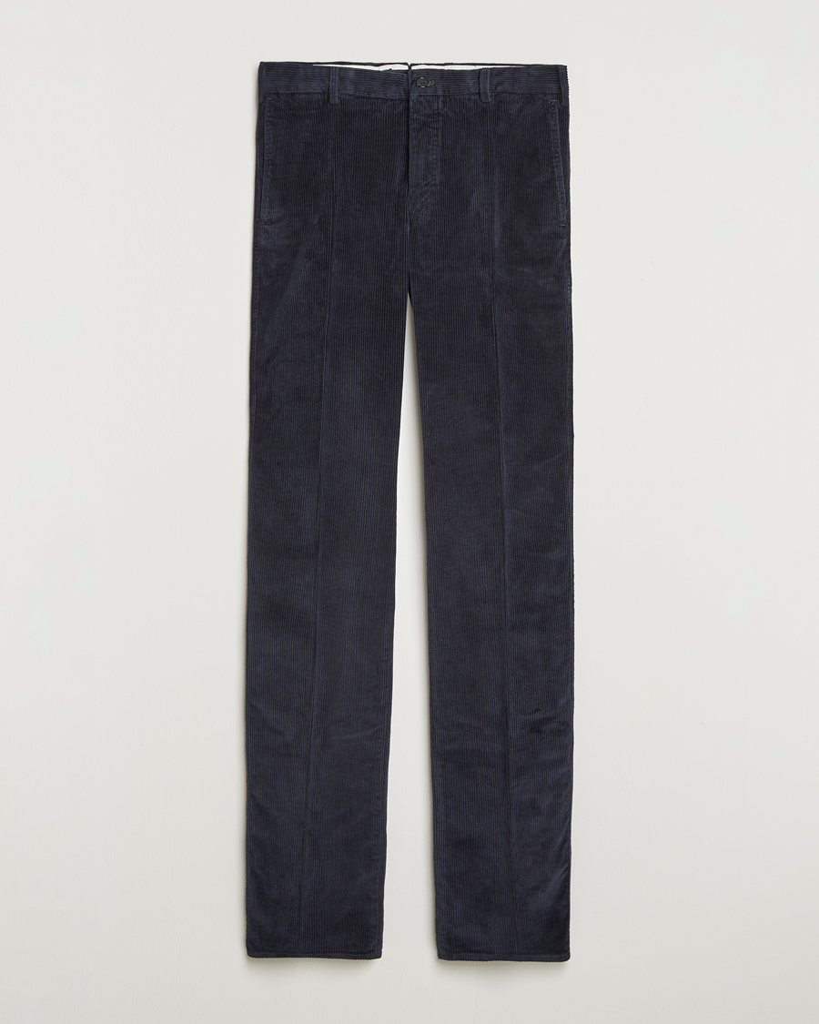 Homme | Pantalons | Incotex | Regular Fit British Corduroy Trousers Navy