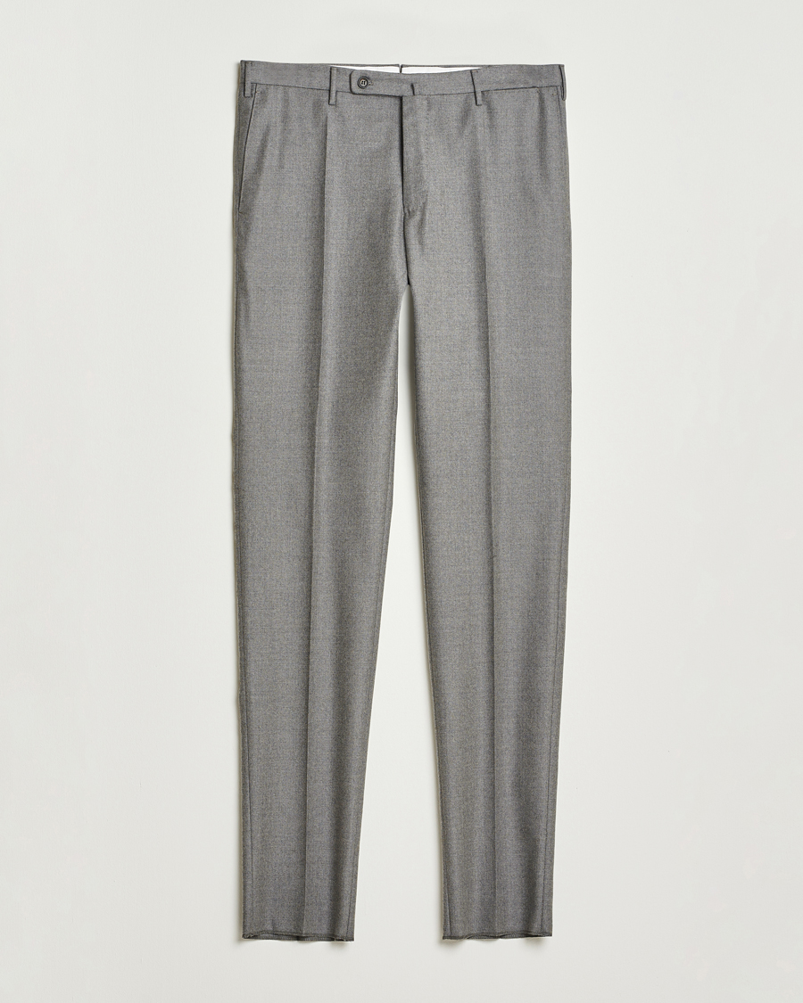 Homme | Pantalons | Incotex | Regular Fit Worsted Flannel Trousers Light Grey