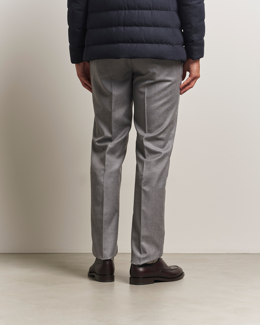 Homme | Pantalons | Incotex | Regular Fit Worsted Flannel Trousers Light Grey