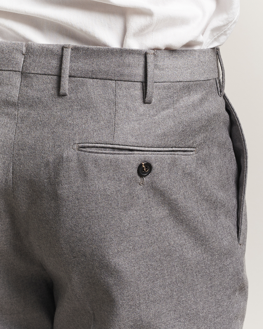 Homme | Pantalons | Incotex | Regular Fit Worsted Flannel Trousers Light Grey