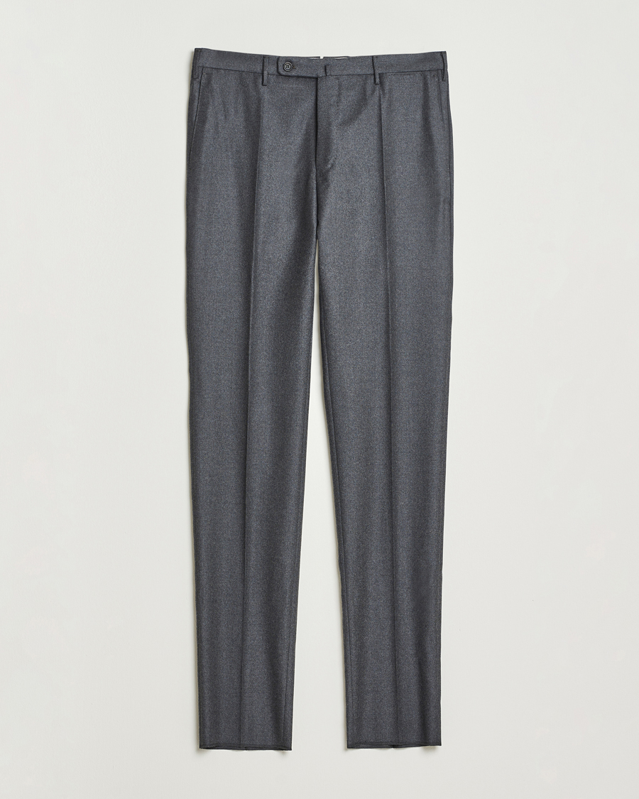 Homme | Pantalons | Incotex | Regular Fit Worsted Flannel Trousers Grey Melange