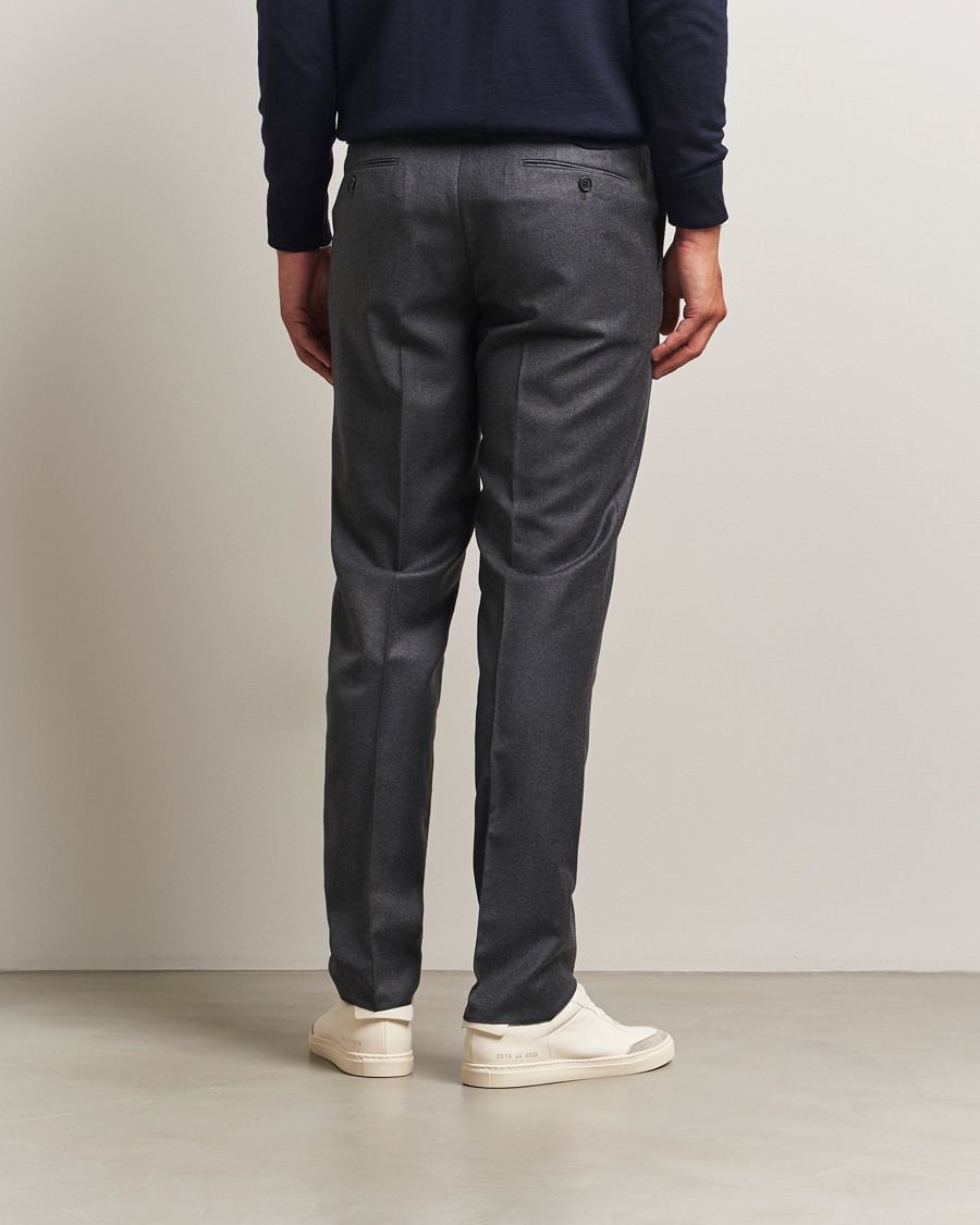 Homme | Pantalons | Incotex | Regular Fit Worsted Flannel Trousers Grey Melange