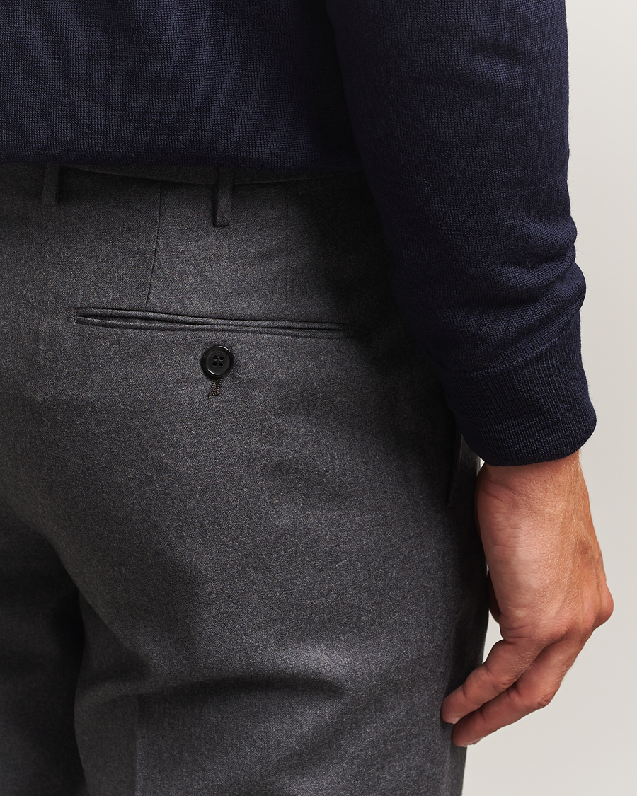 Homme | Pantalons | Incotex | Regular Fit Worsted Flannel Trousers Grey Melange