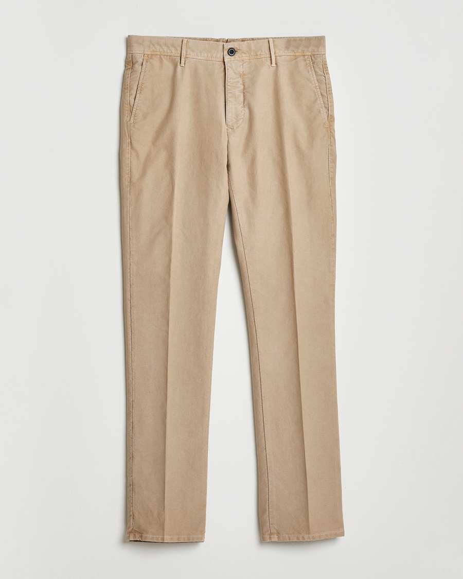 Homme | Pantalons | Incotex | Slim Fit Garment Dyed Slacks Beige