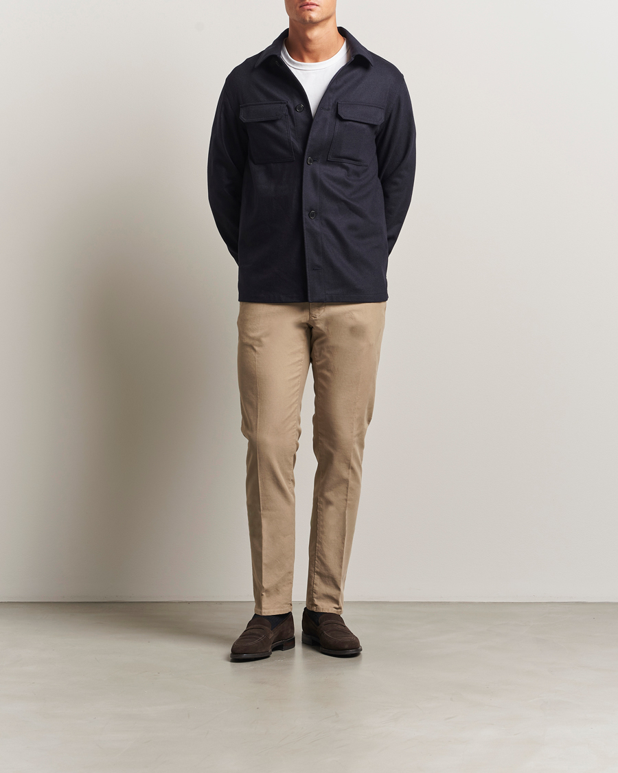 Homme | Pantalons | Incotex | Slim Fit Garment Dyed Slacks Beige