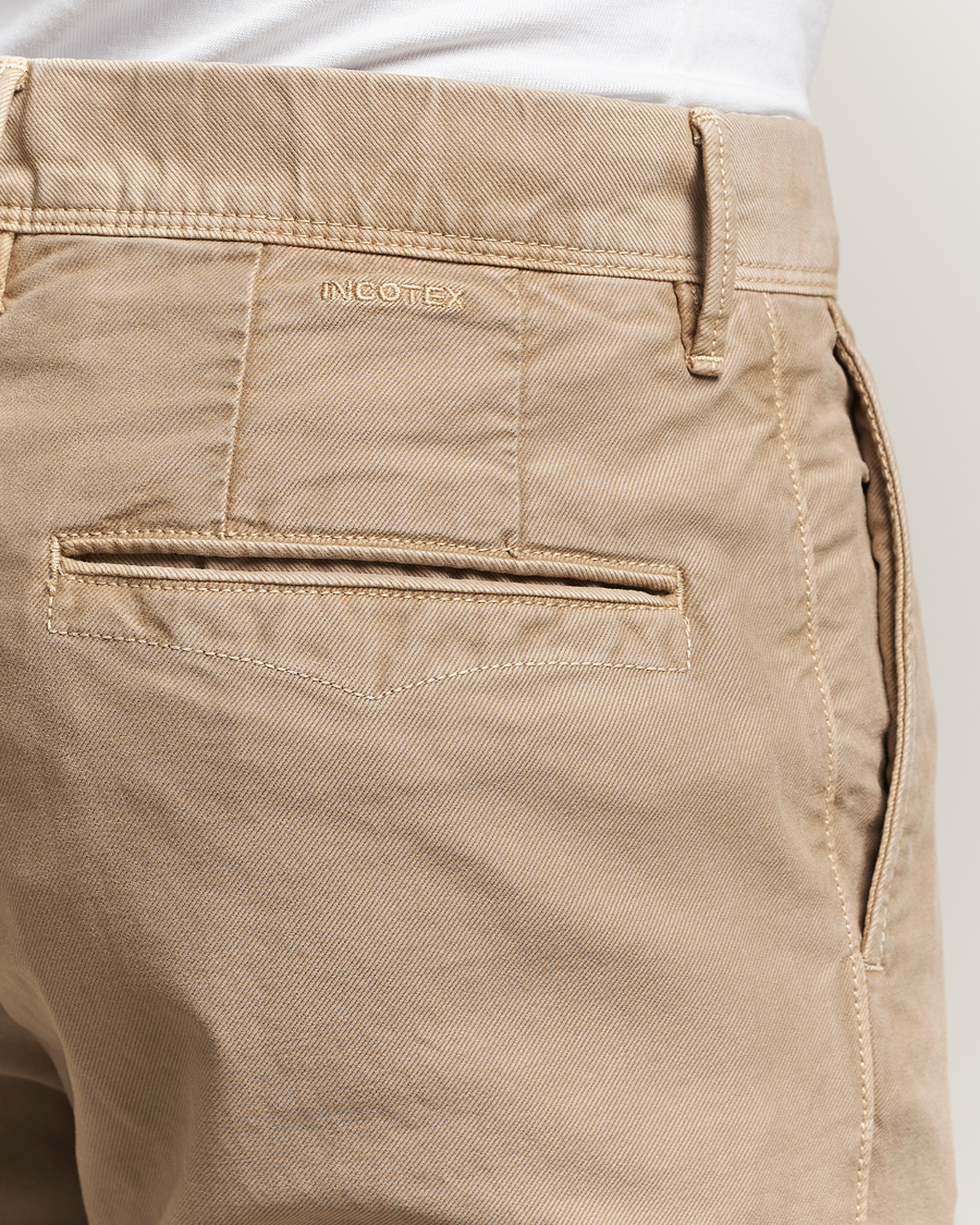 Homme | Pantalons | Incotex | Slim Fit Garment Dyed Slacks Beige