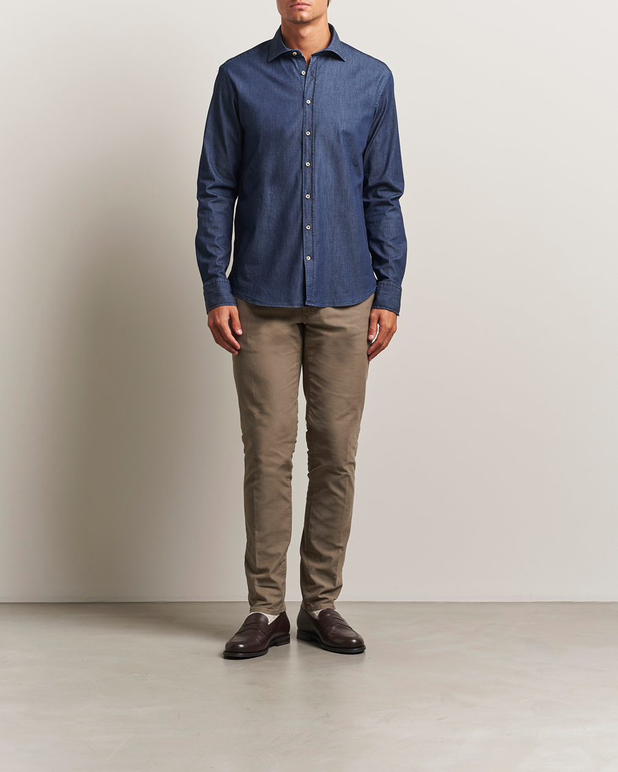 Homme | Pantalons | Incotex | Slim Fit Garment Dyed Slacks Taupe