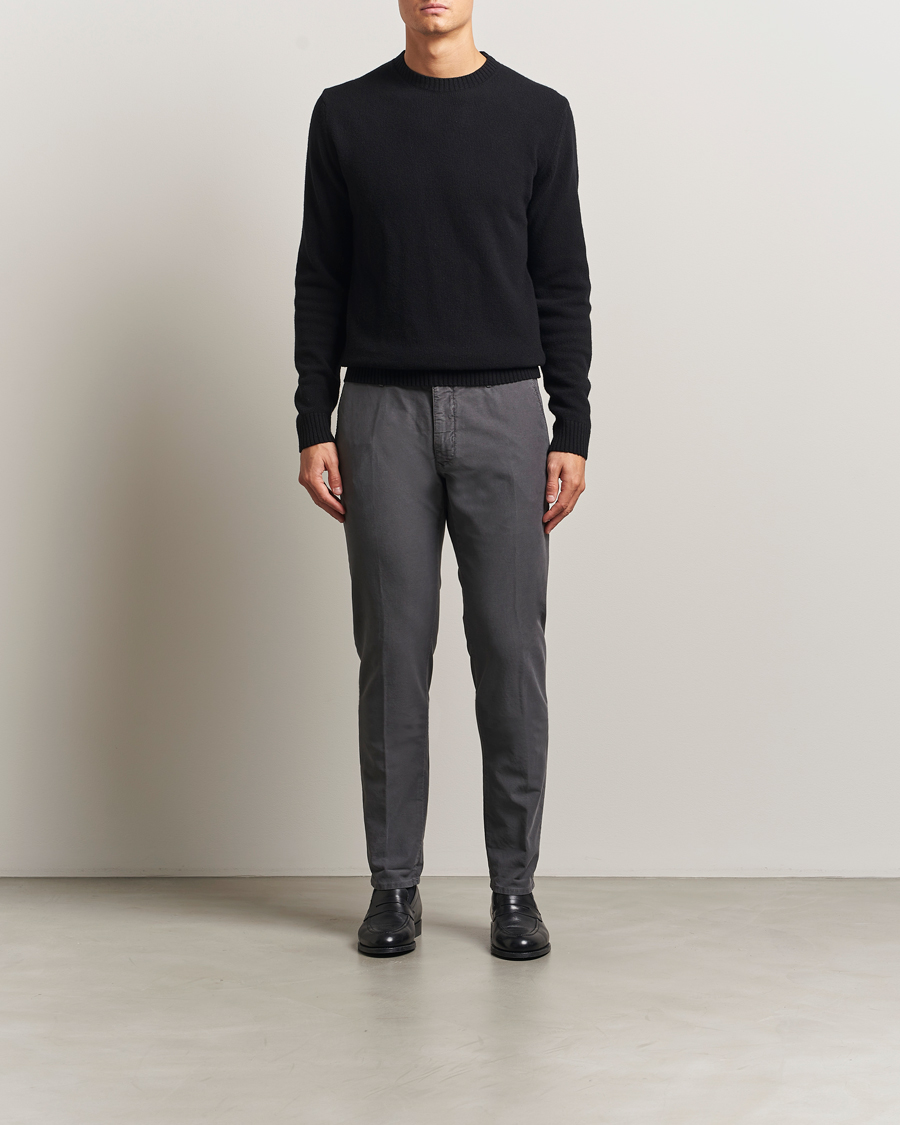 Homme | Pantalons | Incotex | Slim Fit Garment Dyed Slacks Dark Grey