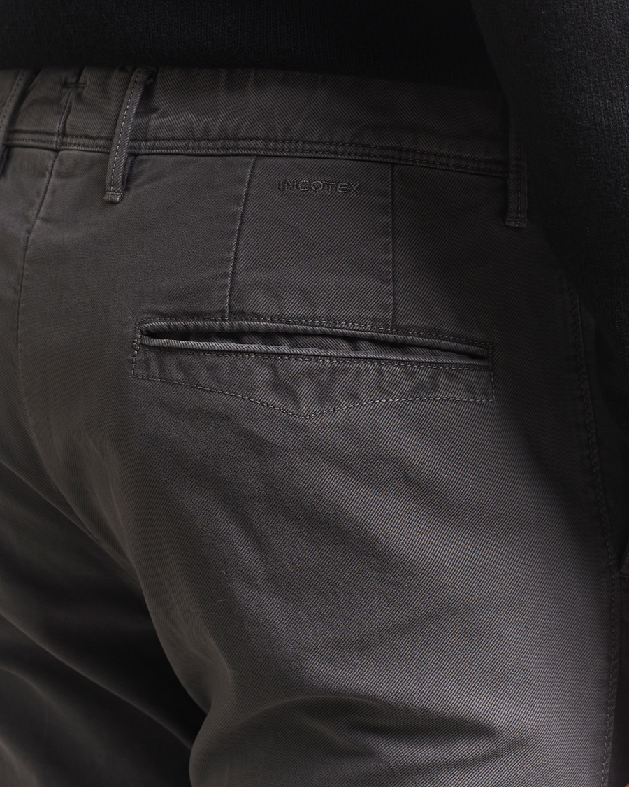 Homme | Pantalons | Incotex | Slim Fit Garment Dyed Slacks Dark Grey