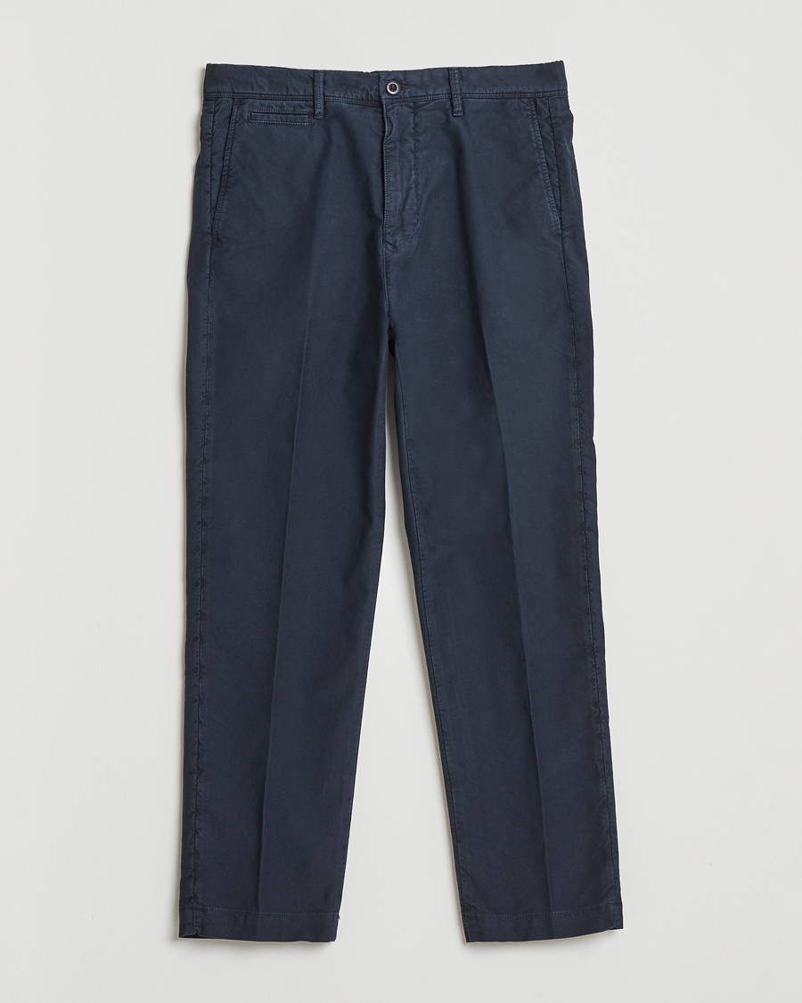 Homme | Pantalons | Incotex | Regular Fit Garment Dyed Slacks Navy