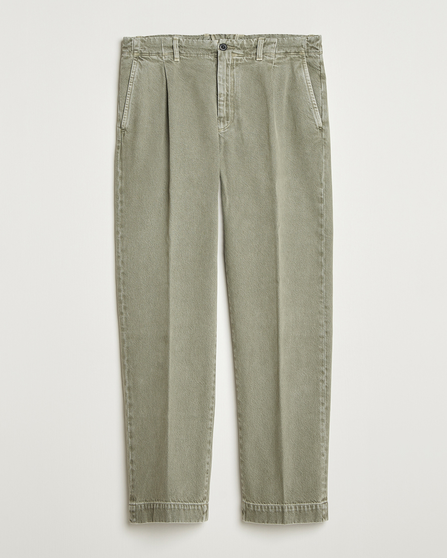 Homme | Pantalons | Incotex | Regular Fit Bull Denim Slacks Green