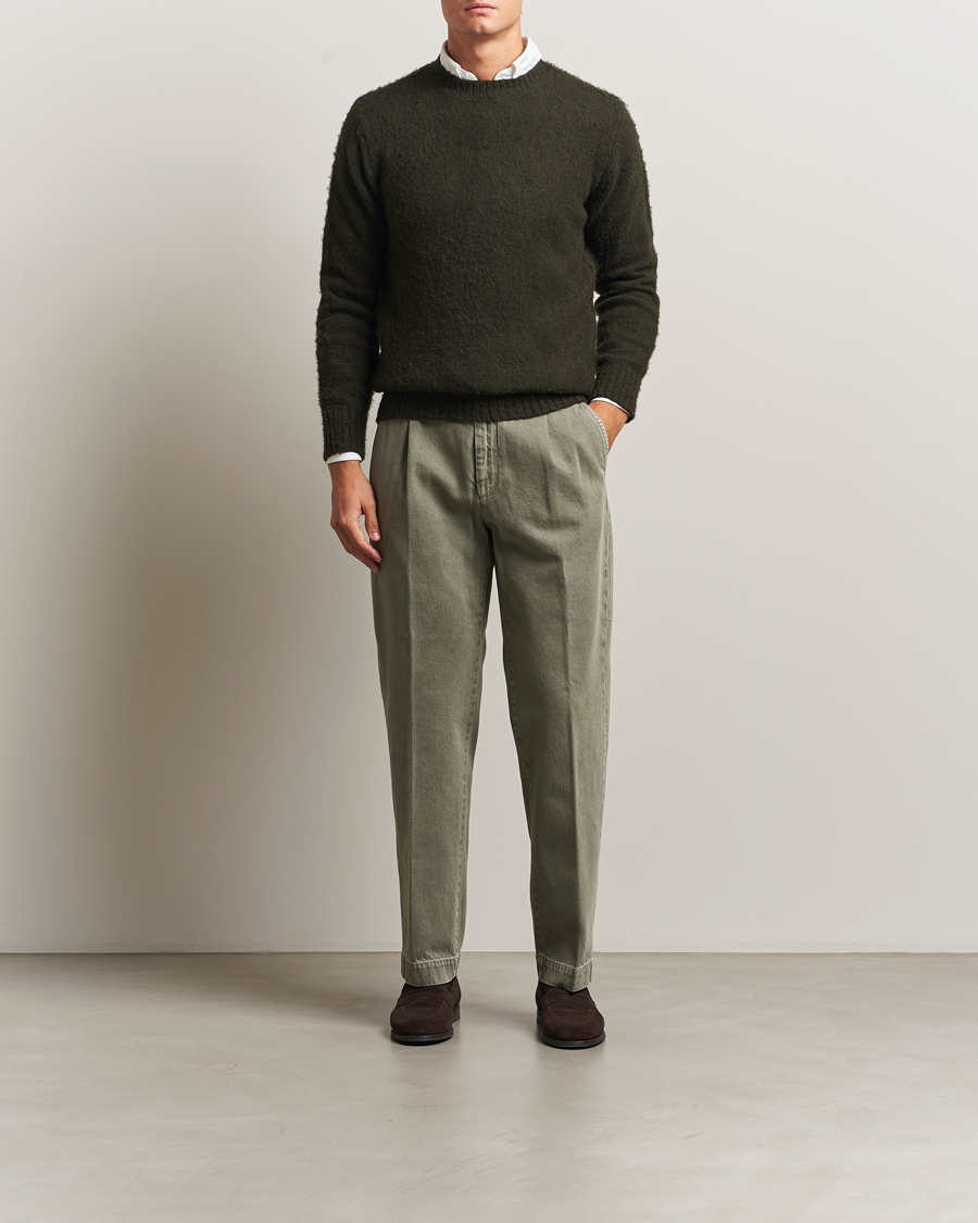 Homme | Pantalons | Incotex | Regular Fit Bull Denim Slacks Green