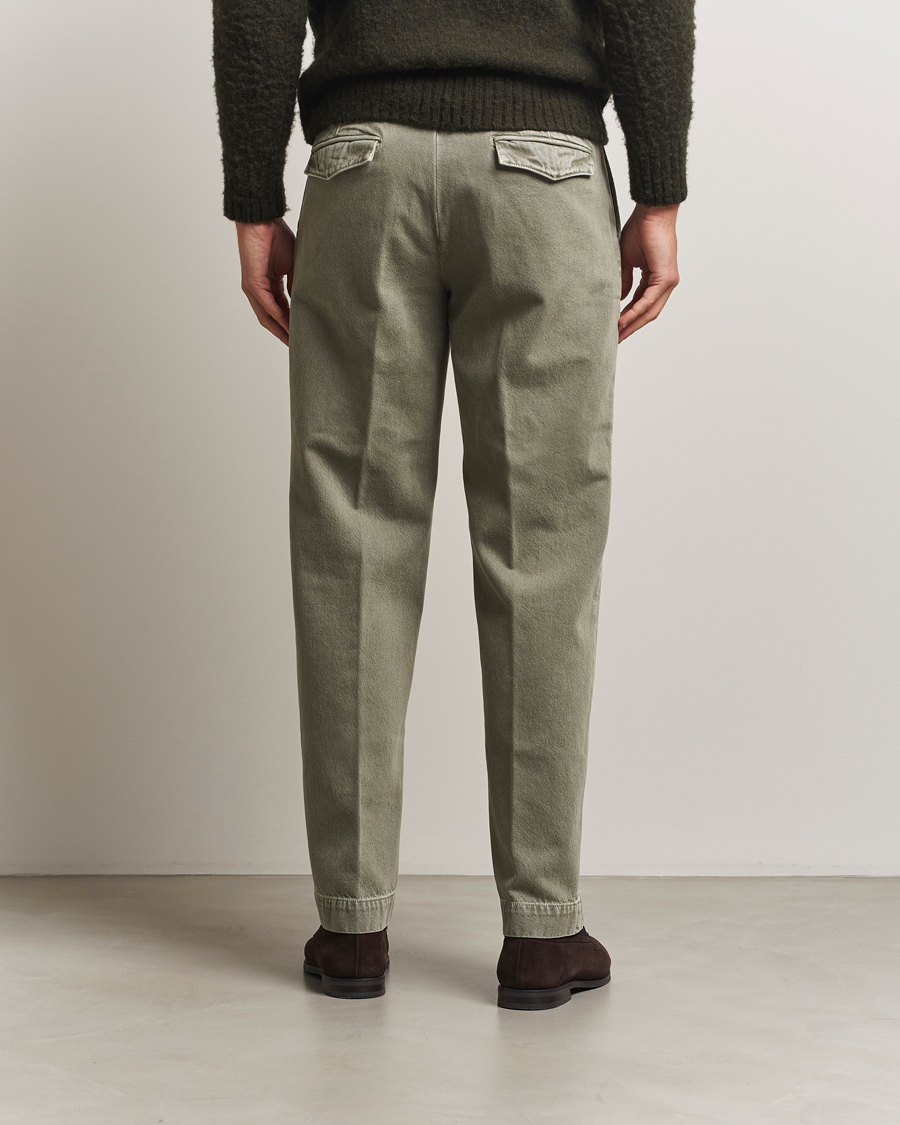 Homme | Pantalons | Incotex | Regular Fit Bull Denim Slacks Green