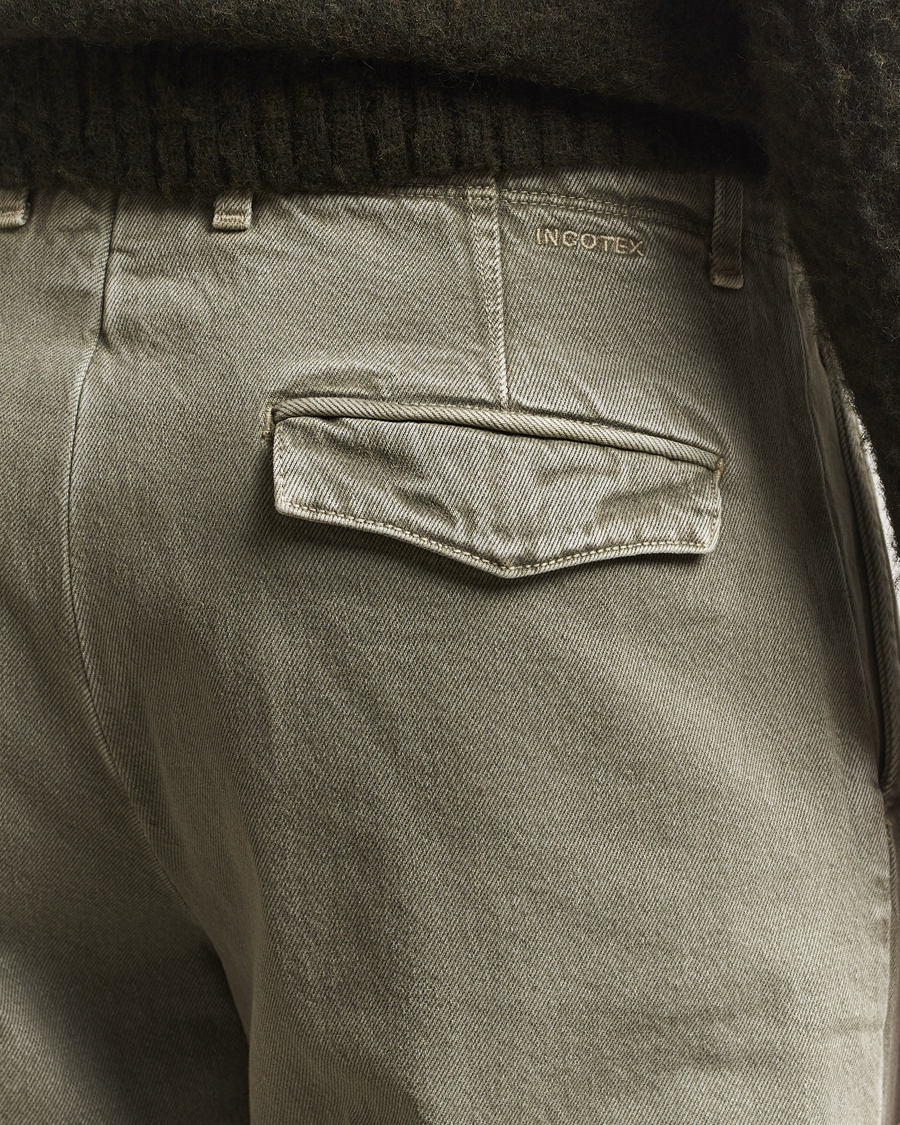 Homme | Pantalons | Incotex | Regular Fit Bull Denim Slacks Green