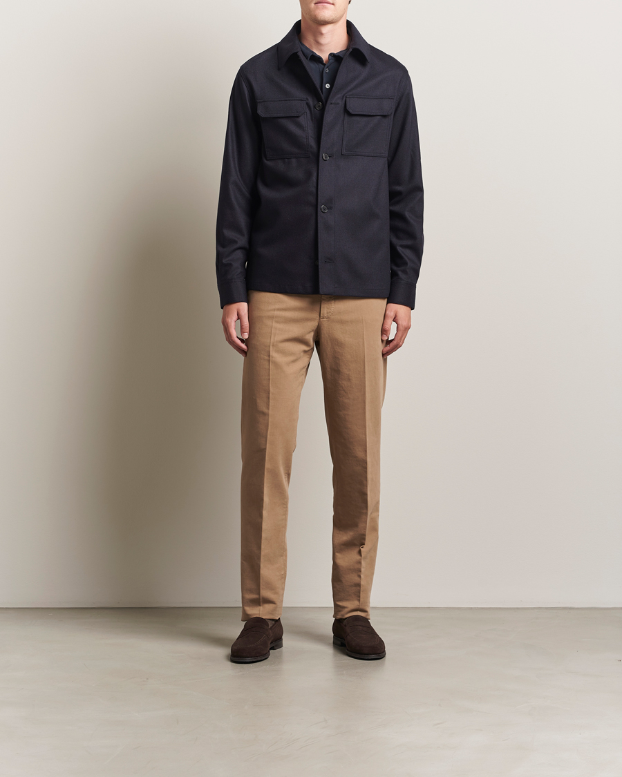 Homme | Chemises | Incotex | Flannel Overshirt Navy