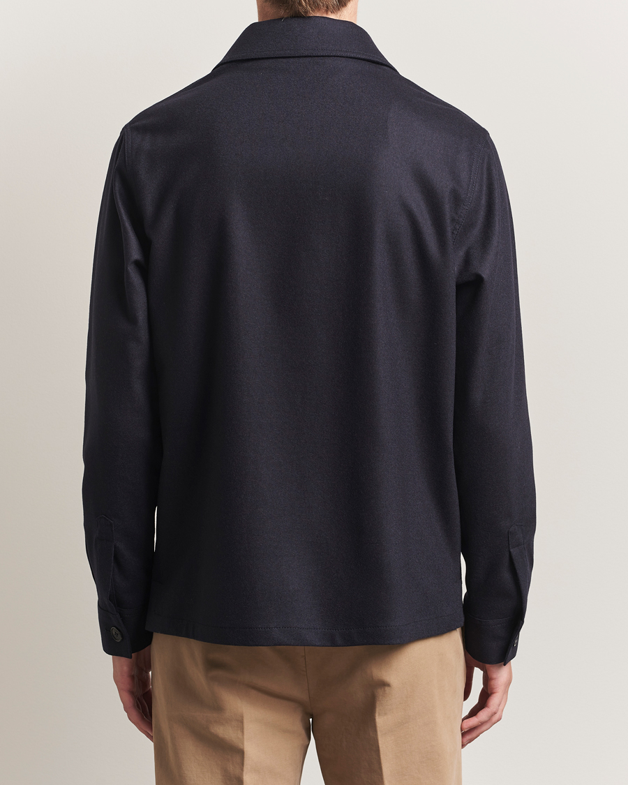 Homme | Chemises | Incotex | Flannel Overshirt Navy