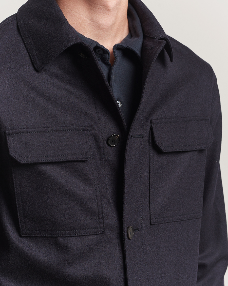Homme | Chemises | Incotex | Flannel Overshirt Navy