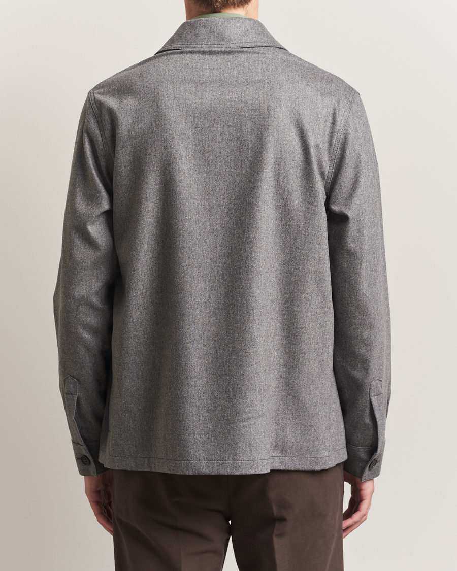 Homme | Chemises | Incotex | Flannel Overshirt Grey Melange