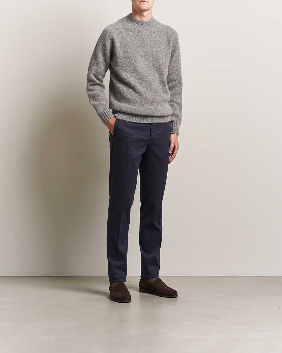 Homme | Pantalons | Incotex | Regular Fit Comfort Herringbone Trousers Navy