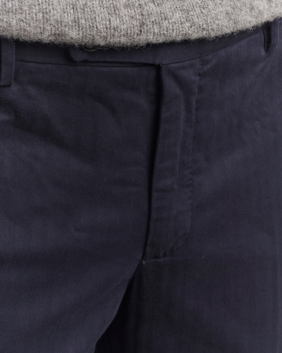 Homme | Pantalons | Incotex | Regular Fit Comfort Herringbone Trousers Navy